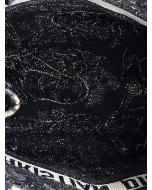 Christian Dior ビンテージ ブック刺繍入りキャンバス大型トートバッグ - ブルー - サムネイル5