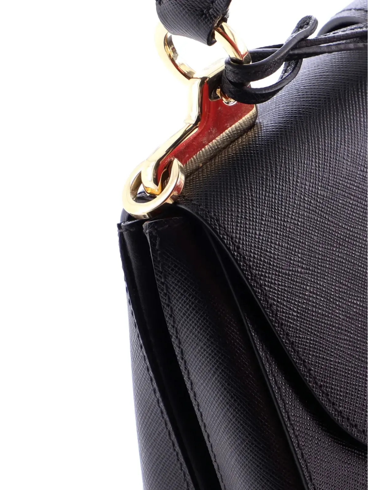 Prada ビンテージ Sidonie トップハンドルバッグ サフィアーノレザー ラージサイズのサッチェル - ブラック - 画像4