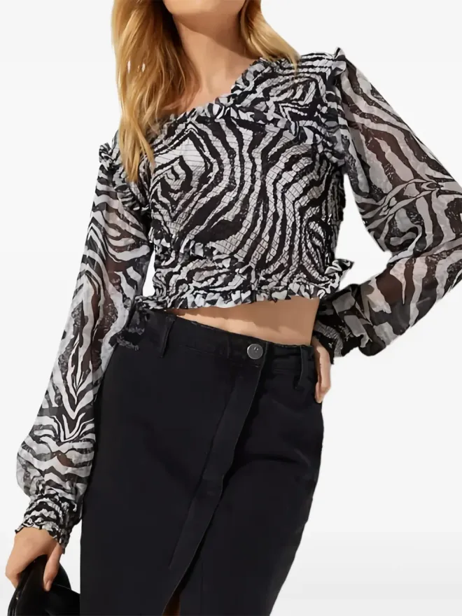 One Teaspoon One Teaspoon zebra-pattern blouse - Blackの商品画像