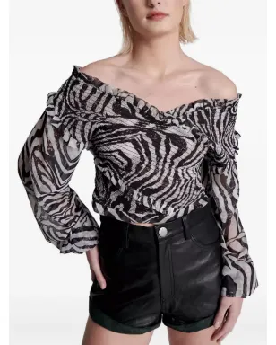 One Teaspoon zebra-pattern blouse - Black - サムネイル4