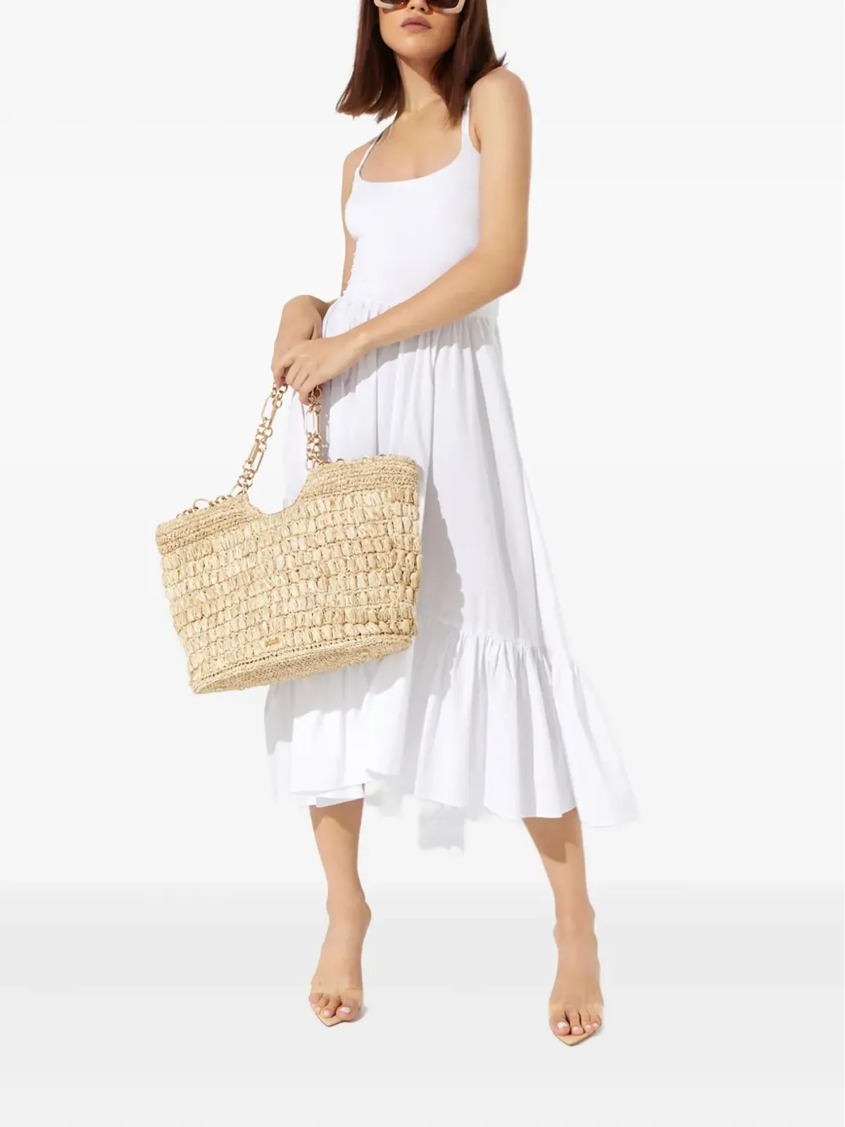 Caroline Constas Veronica フリル付きミディドレス - White - 画像1