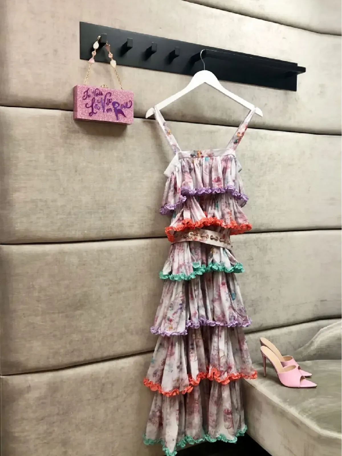 IXIAH フロレット フリル付き花柄プリント ミディドレス - 画像5
