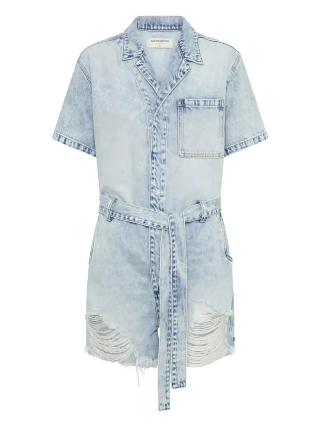 One Teaspoon One Teaspoon frayed belted playsuits - Blueの商品画像