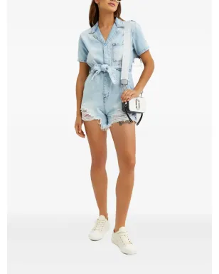 One Teaspoon frayed belted playsuits - Blue - サムネイル2