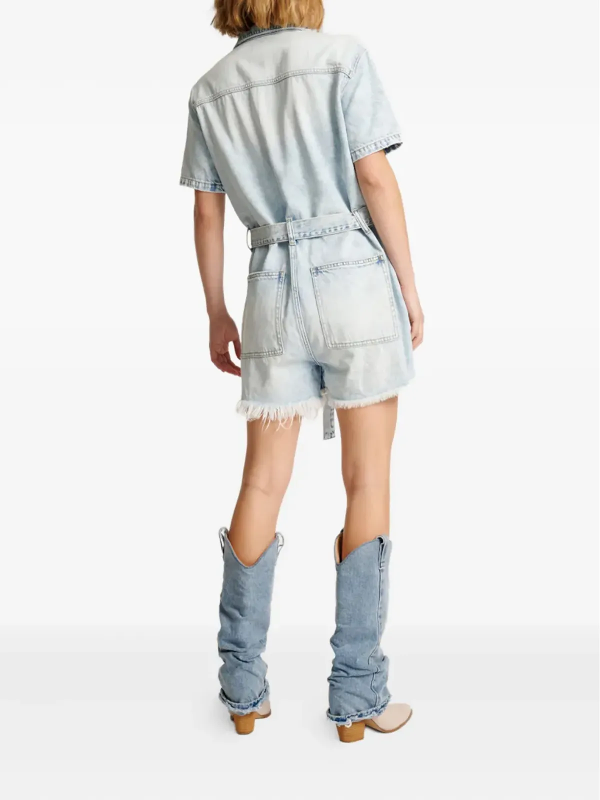 One Teaspoon frayed belted playsuits - Blue - 画像3