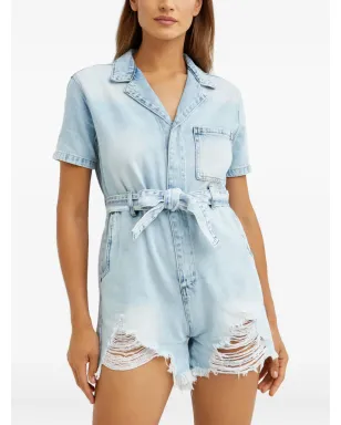 One Teaspoon frayed belted playsuits - Blue - サムネイル4