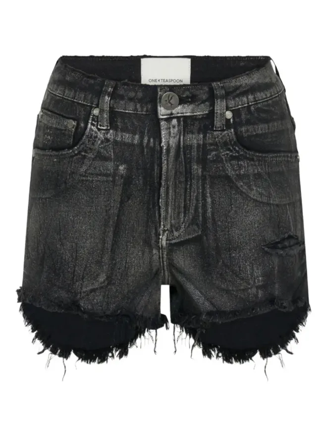 One Teaspoon One Teaspoon Bonitas frayed denim short shorts - Blackの商品画像