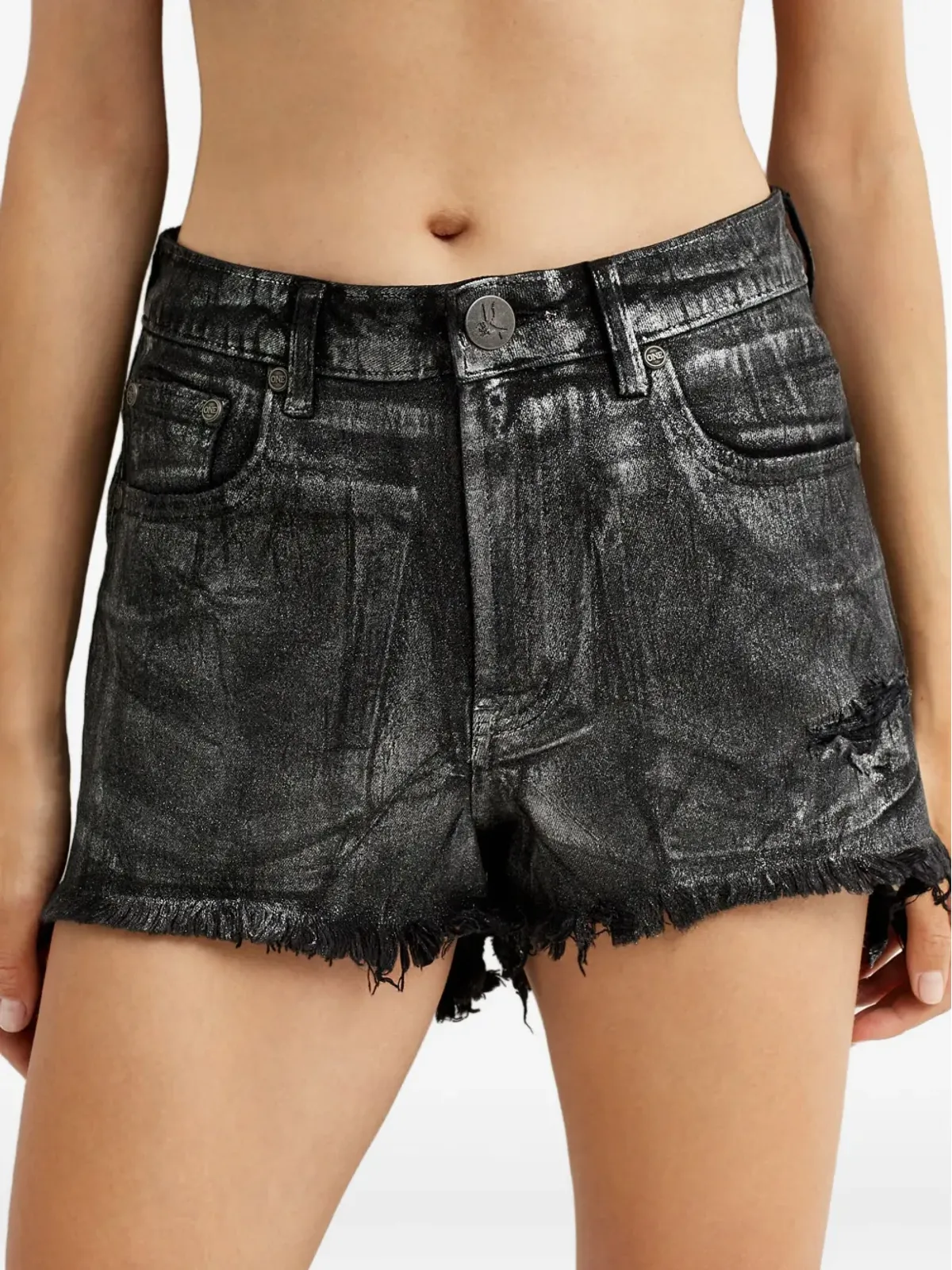 One Teaspoon Bonitas frayed denim short shorts - Black - 画像3