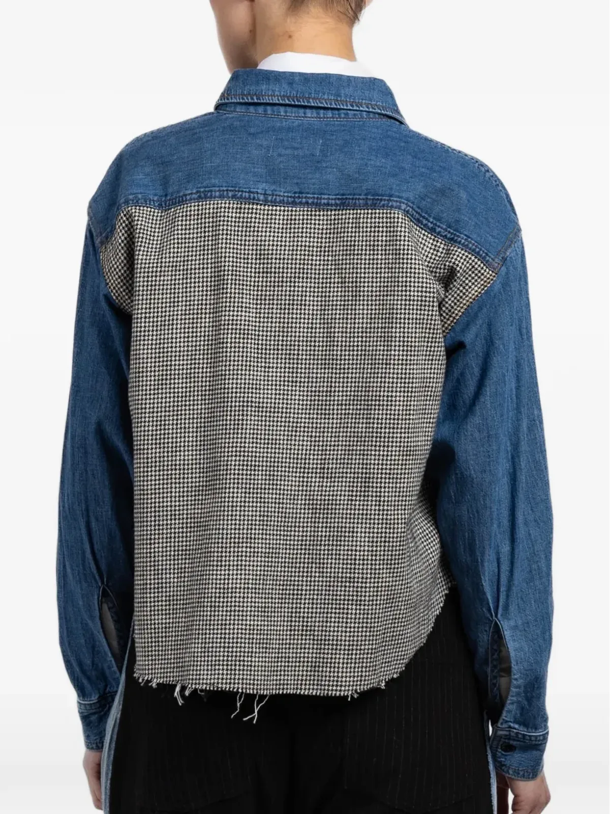 ASKK NY Crosby houndstooth panel cropped shirt - Blue - 画像3