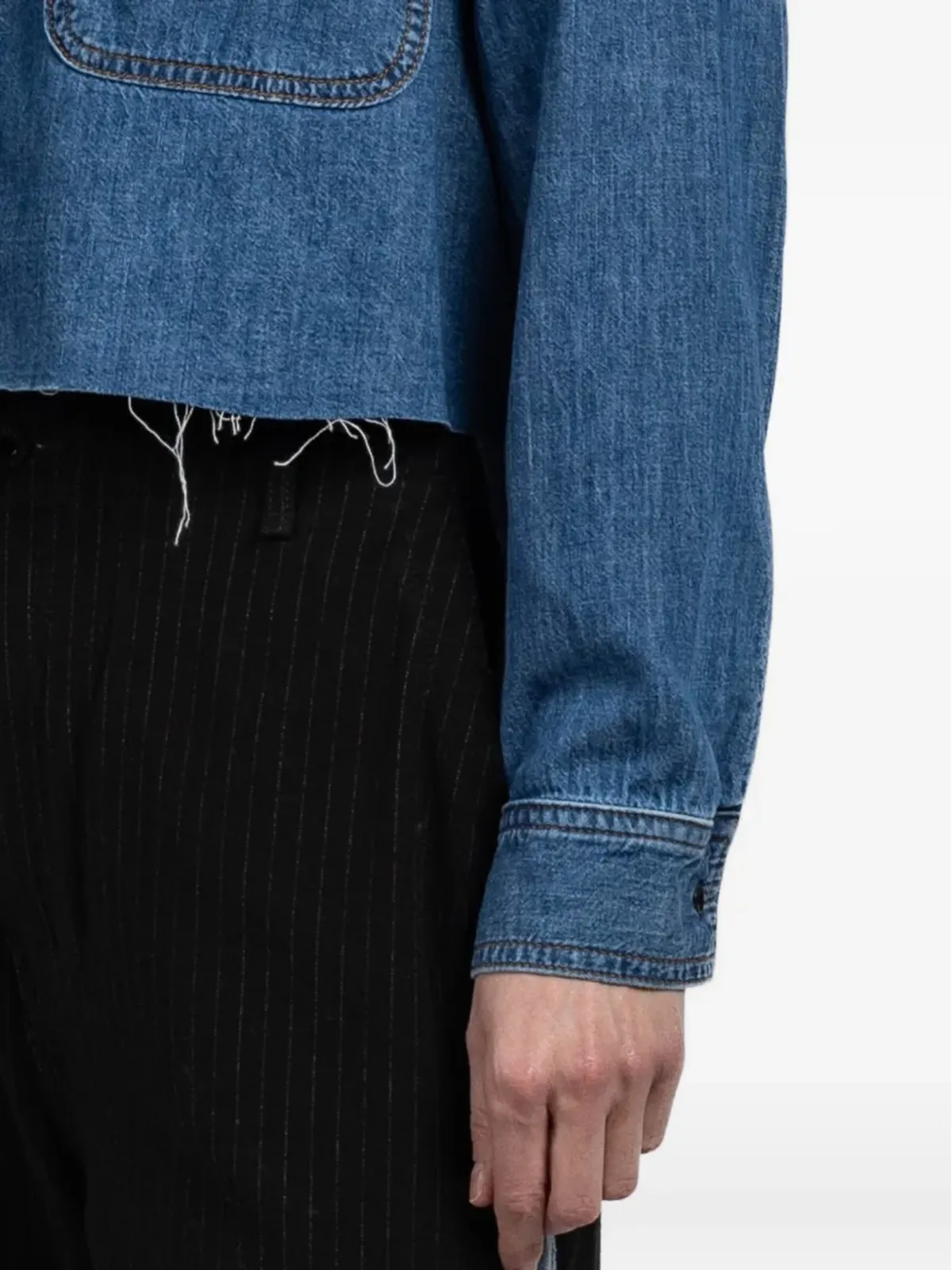 ASKK NY Crosby houndstooth panel cropped shirt - Blue - 画像4