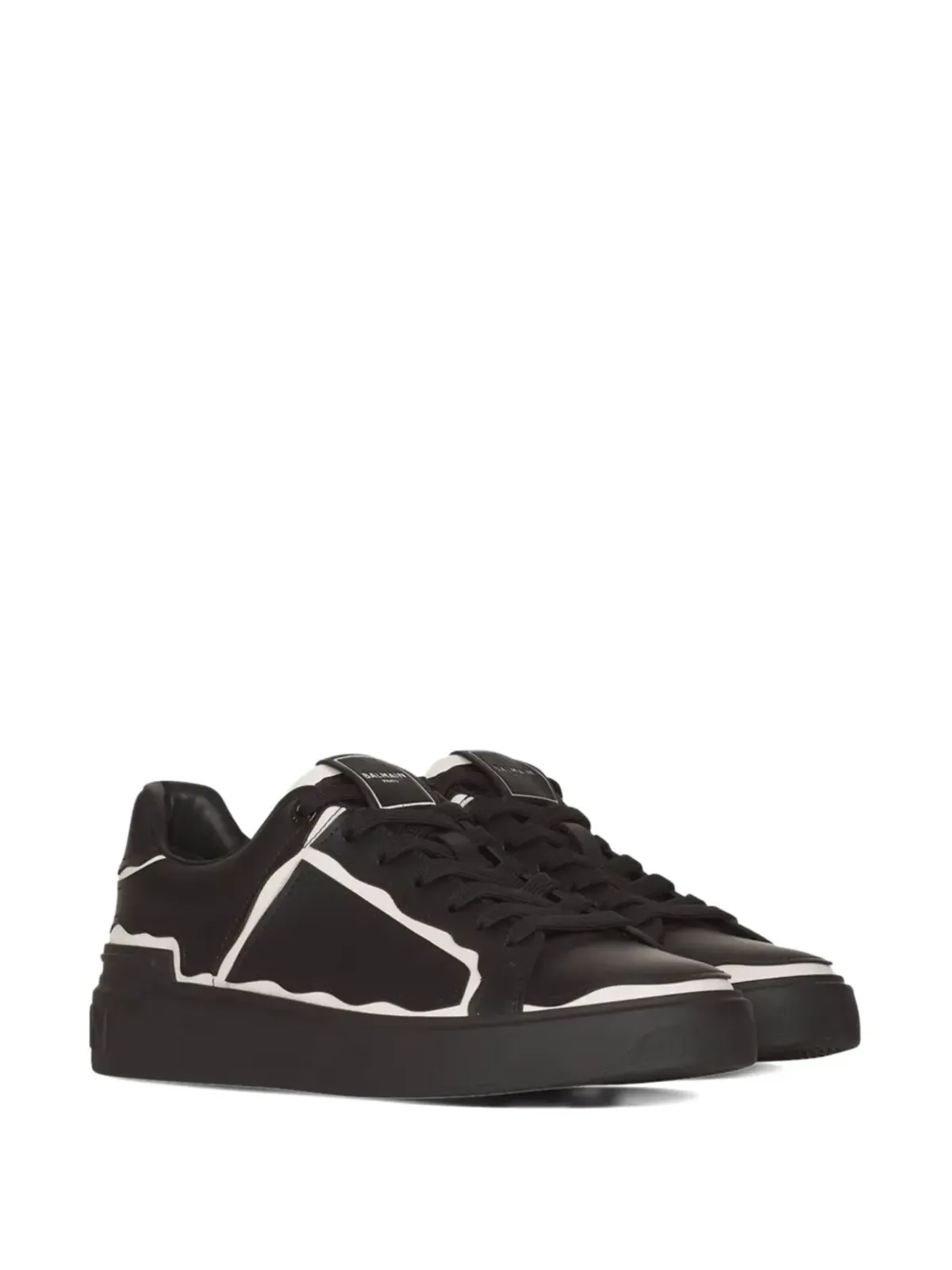 Balmain Pre-Owned B-Court コントラストトリム スニーカー（ブラック） - 画像2