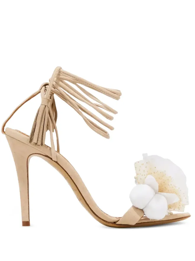 Alameda Turquesa Alameda Turquesa アンクルタイ付き装飾ヒールサンダルの商品画像