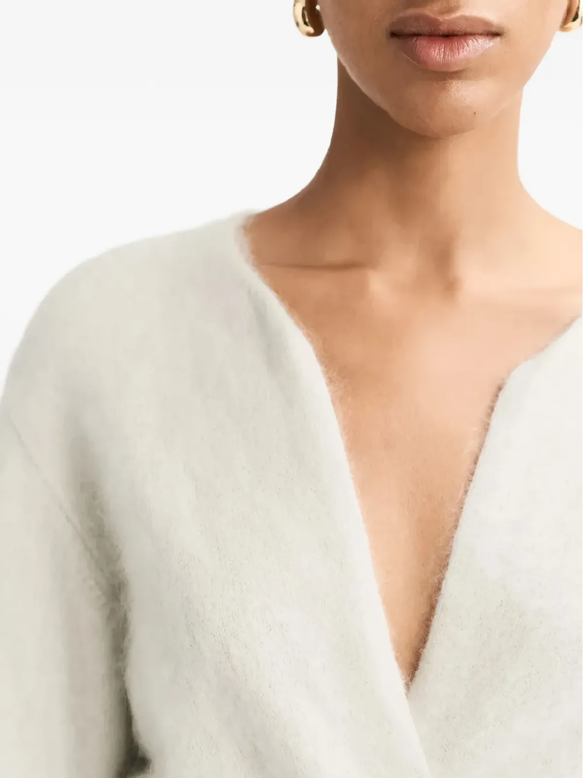 Soft Goat Vネック タイ付き 起毛カーディガン - 画像5