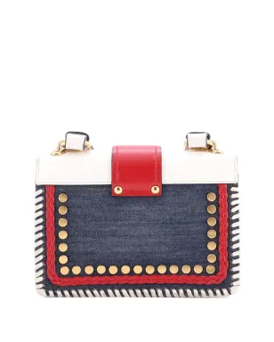 Prada ビンテージ カイエ 装飾付き デニムとレザーの小型クロスボディバッグ ブルー - サムネイル2