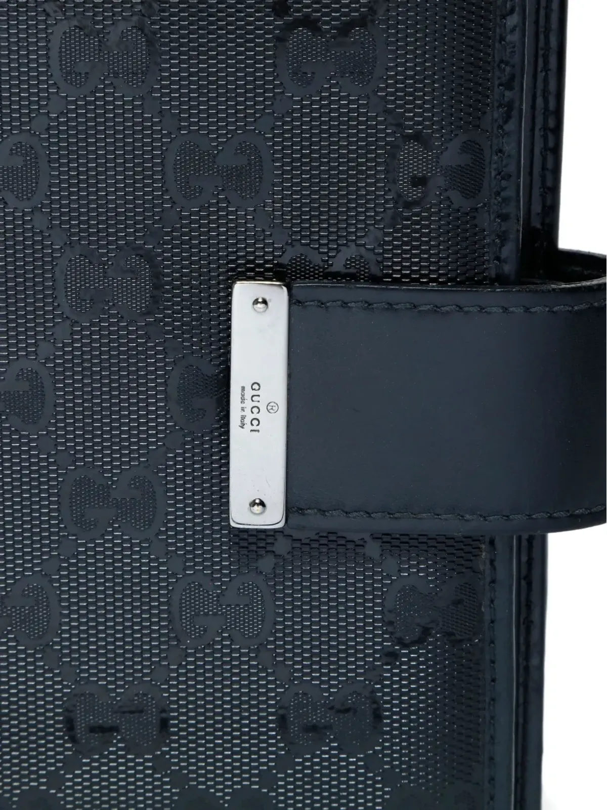 Gucci ビンテージ 1980-1990年代 ロゴパターン ノートブックカバー ブラック - 画像5