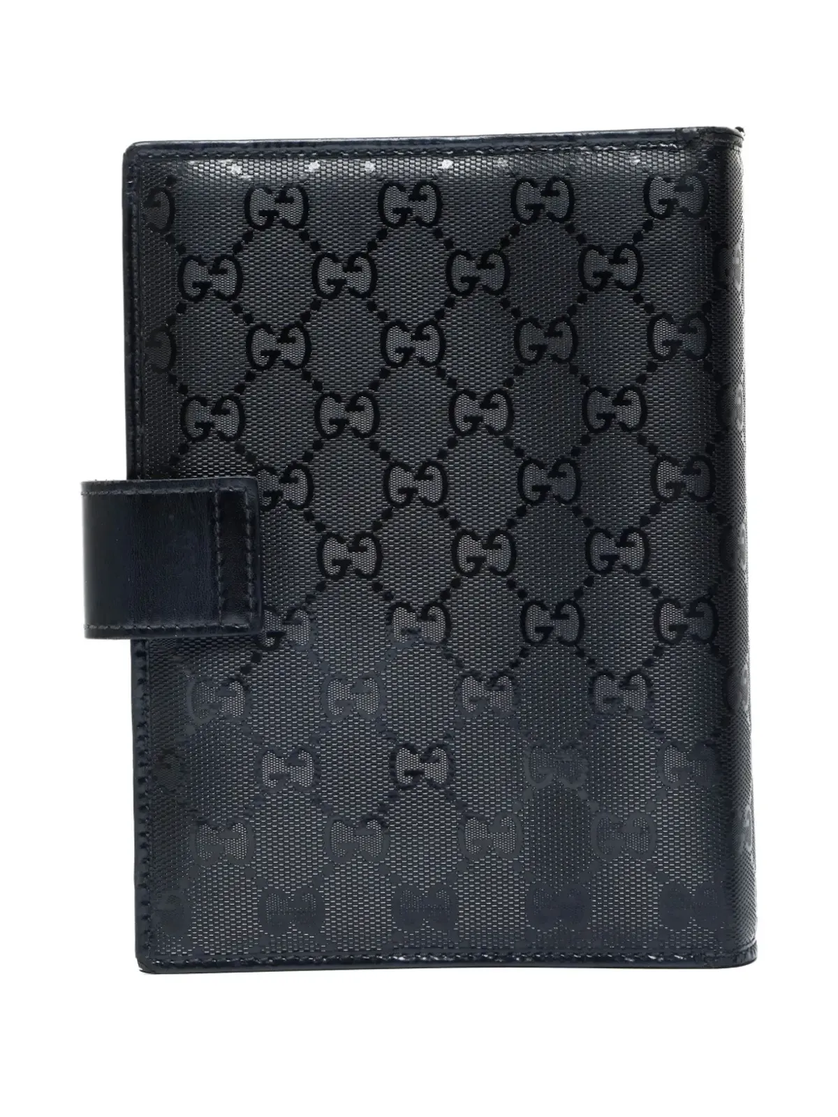 Gucci ビンテージ 1980-1990年代 ロゴパターン ノートブックカバー ブラック - 画像2