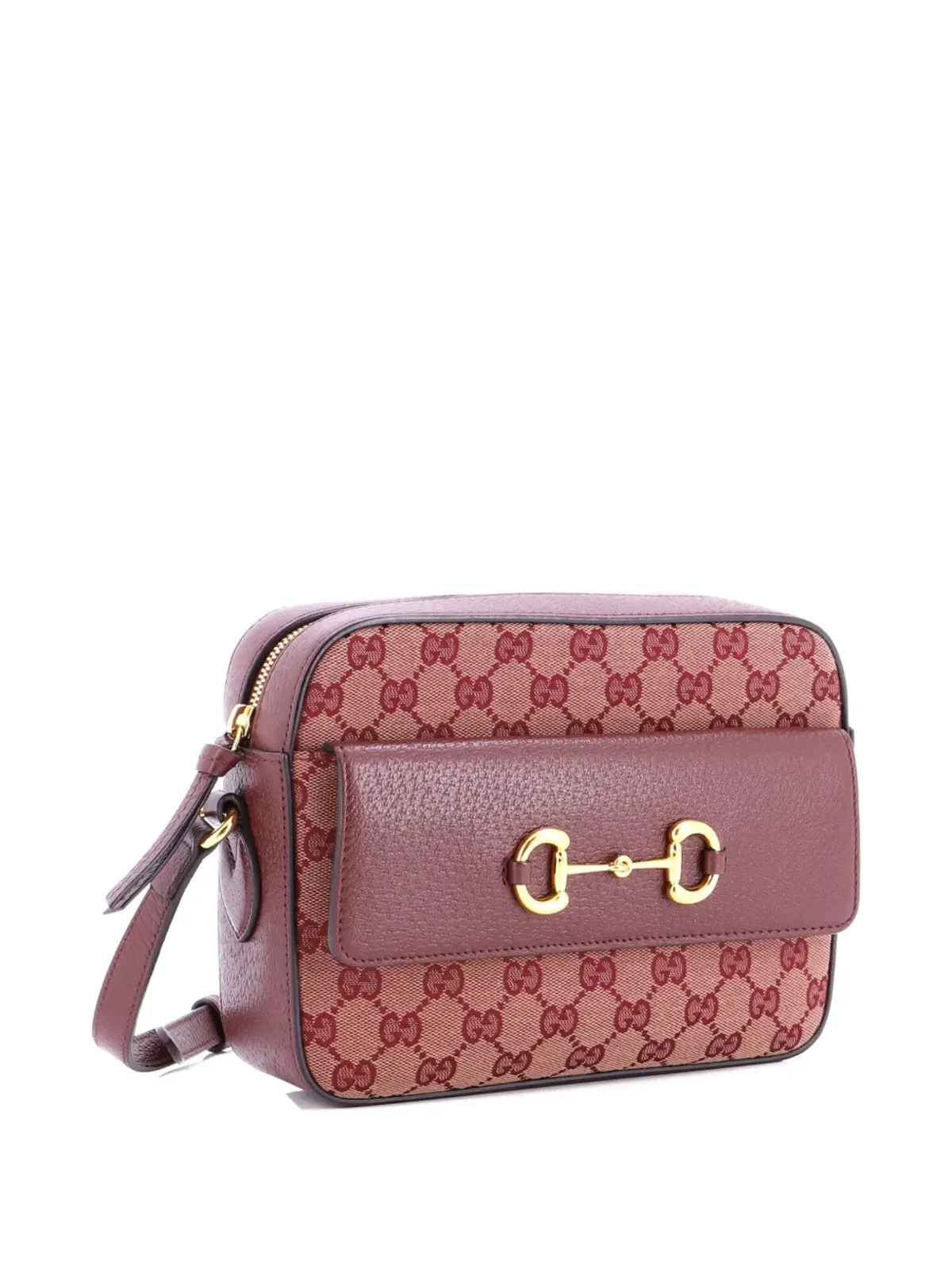 Gucci ビンテージ Horsebit 1955 フラップポケット カメラバッグ GGキャンバスとレザー 小型クロスボディバッグ - 画像3