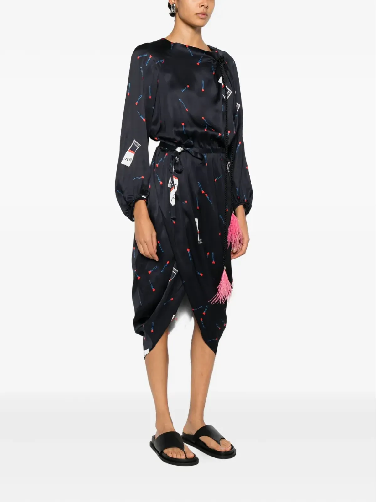 Rochas コードドローストリング ミディドレス - 画像3