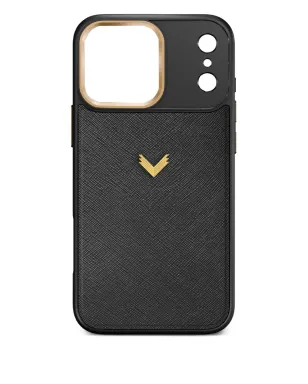 VELANTE Montserrat iPhone 17 Pro Max サフィアーノレザー スマホケース - ブラック - サムネイル1