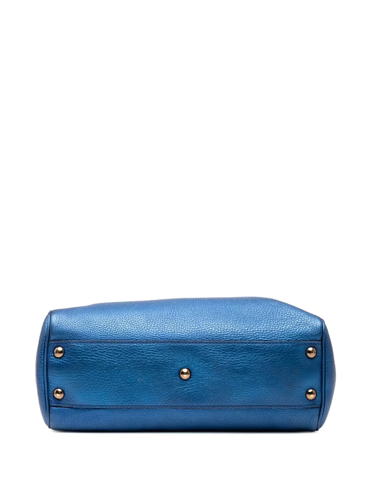 Gucci ビンテージ 2016-2025 小型メタリックカーフスキン バンブーショッパー サッチェル ブルー - 画像4