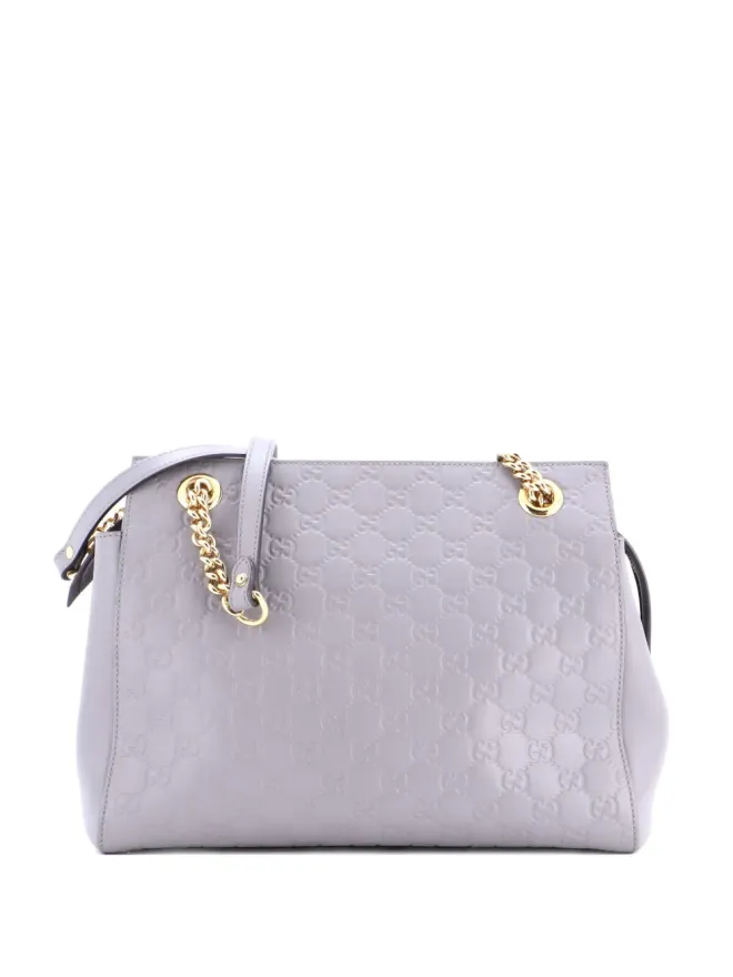 Gucci Pre-Owned Gucci ビンテージ ソフトシグネチャー ショルダーバッグ グッチシマ レザー ミディアム トートバッグ - グレーの商品画像