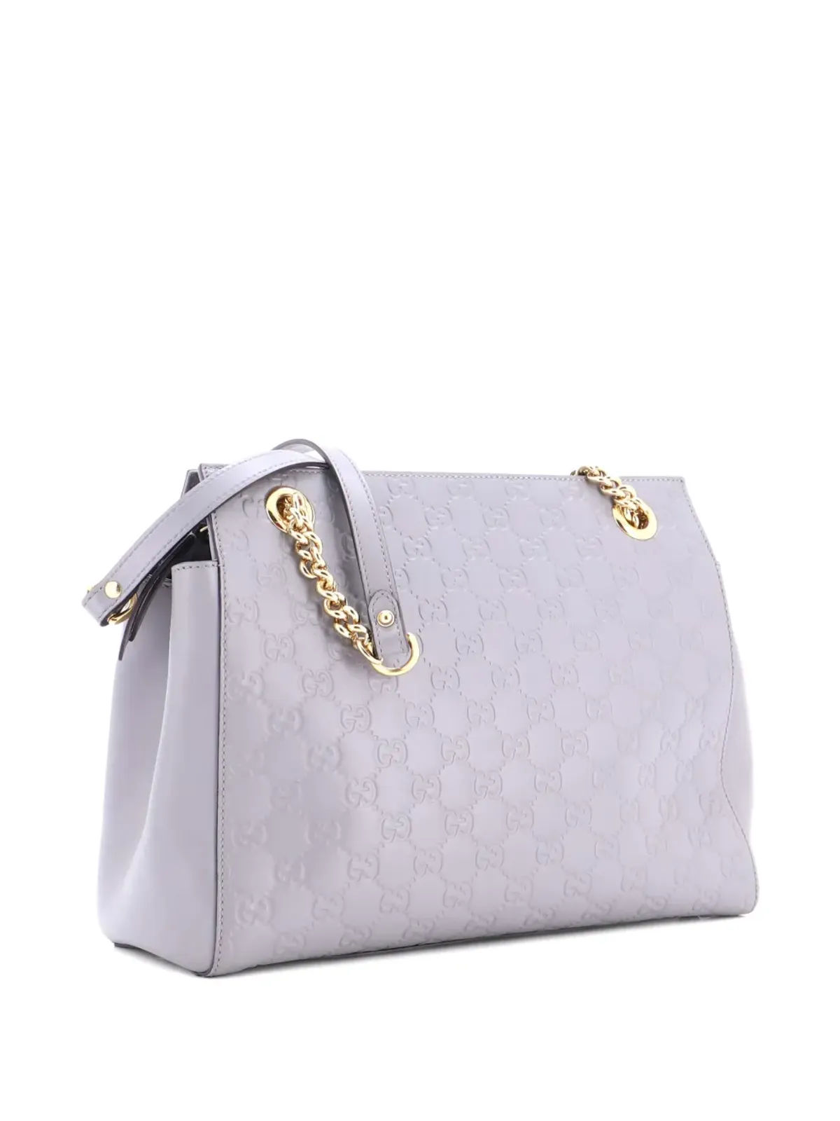 Gucci ビンテージ ソフトシグネチャー ショルダーバッグ グッチシマ レザー ミディアム トートバッグ - グレー - 画像3