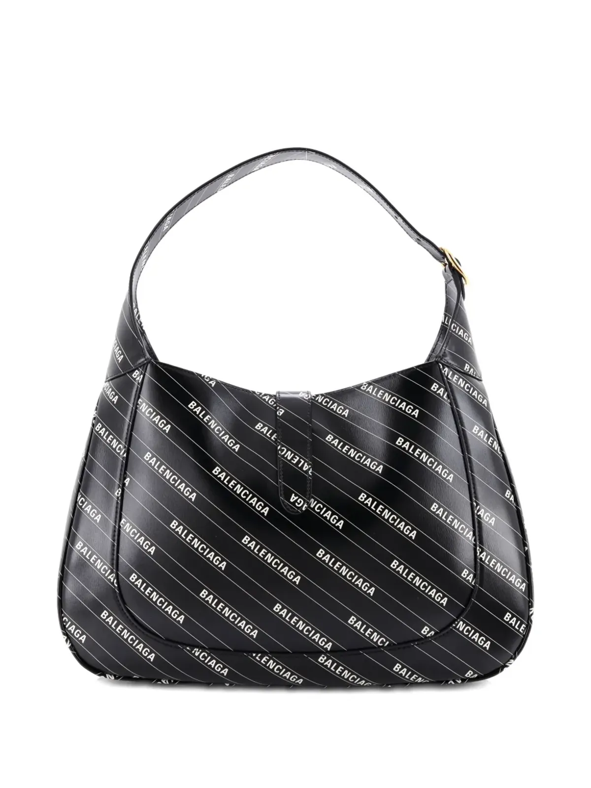 Gucci ビンテージ × Balenciaga The Hacker Project Jackie 1961 プリントレザー ホーボーバッグ ブラック - 画像2
