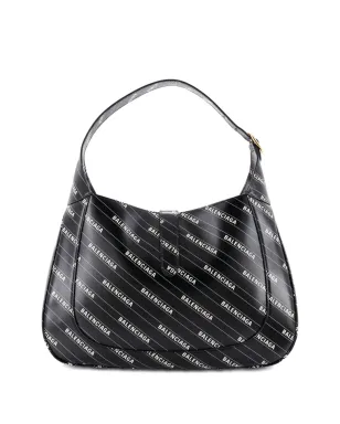Gucci ビンテージ × Balenciaga The Hacker Project Jackie 1961 プリントレザー ホーボーバッグ ブラック - サムネイル2