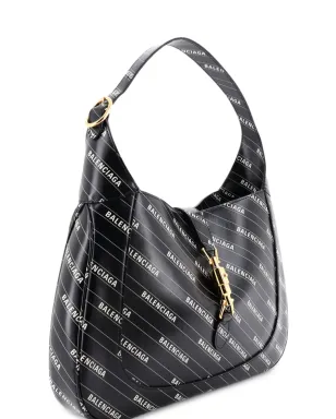 Gucci ビンテージ × Balenciaga The Hacker Project Jackie 1961 プリントレザー ホーボーバッグ ブラック - サムネイル3