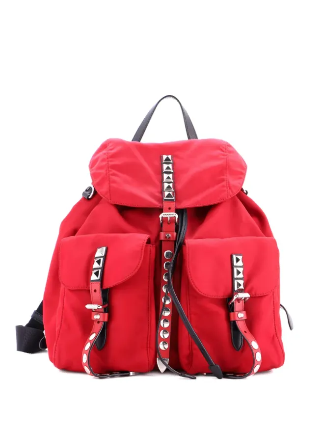 Prada Pre-Owned Prada ビンテージ Vela Tessuto with Studded Leather バックパック - レッドの商品画像