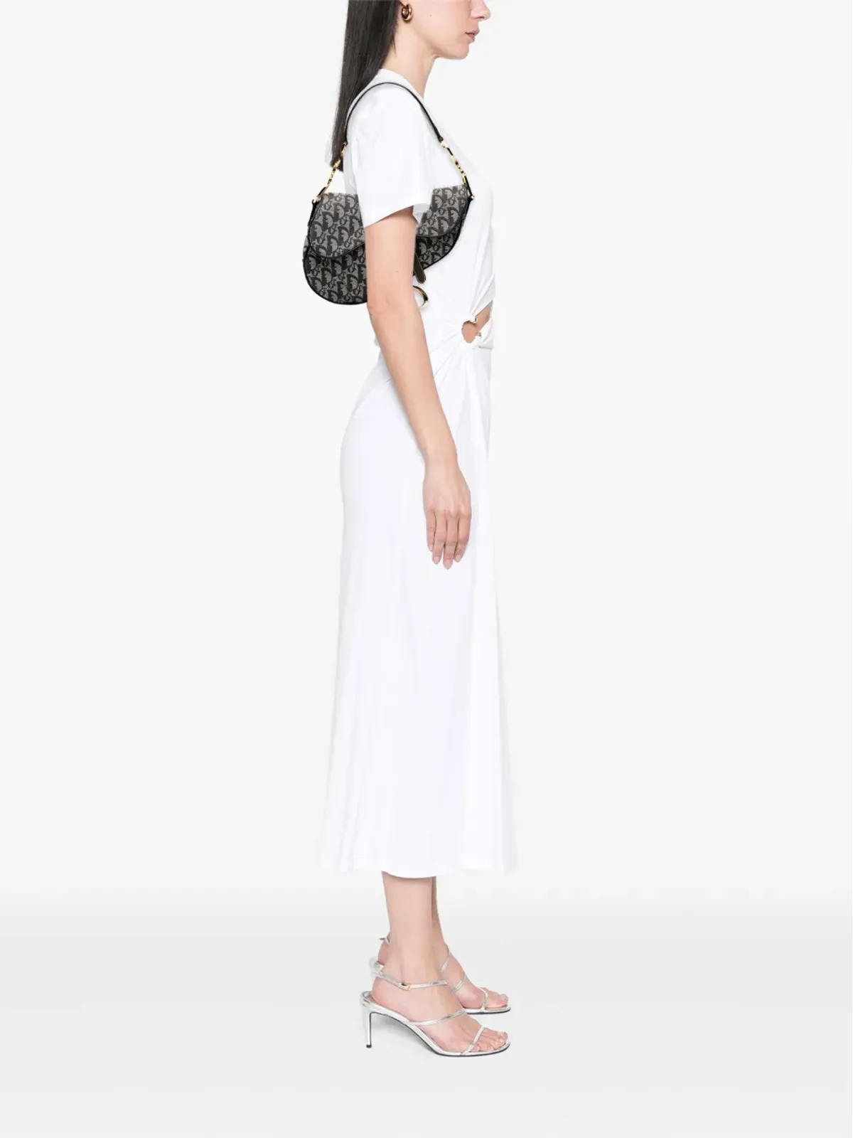 ビンテージ Christian Dior 2002 Diorissimo キャンバスサドルバッグ ショルダーバッグ ブルー - 画像2