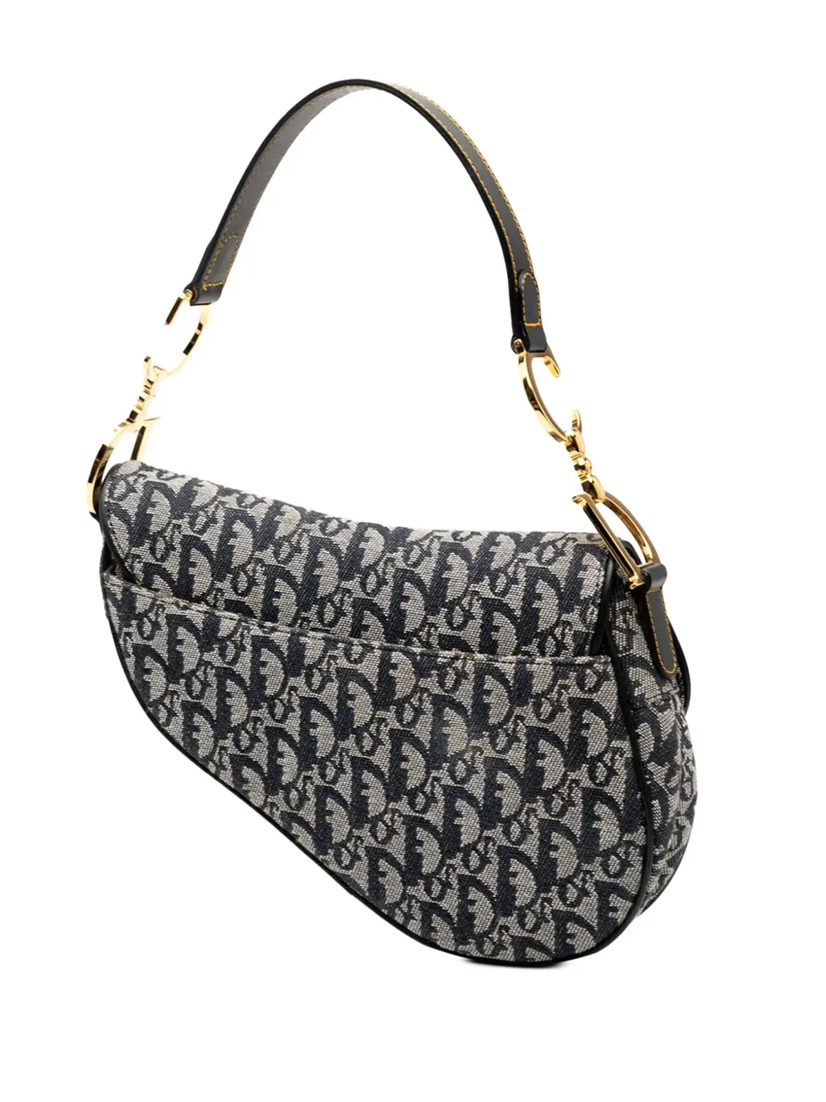 ビンテージ Christian Dior 2002 Diorissimo キャンバスサドルバッグ ショルダーバッグ ブルー - 画像3