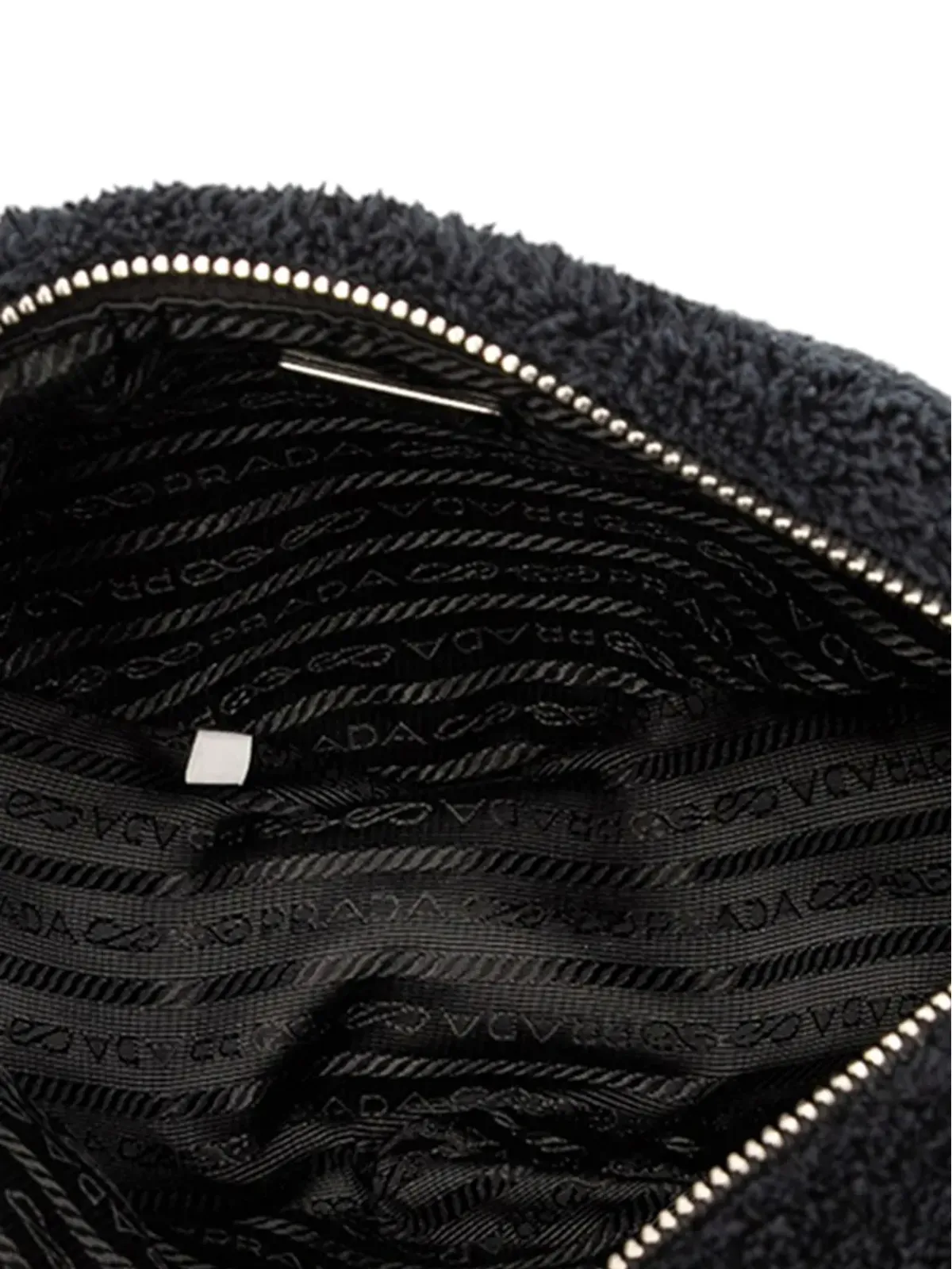 Prada ビンテージ 2013-2025 スプグナ テリークロス トライアングル ロゴ クロスボディバッグ - ブラック - 画像5