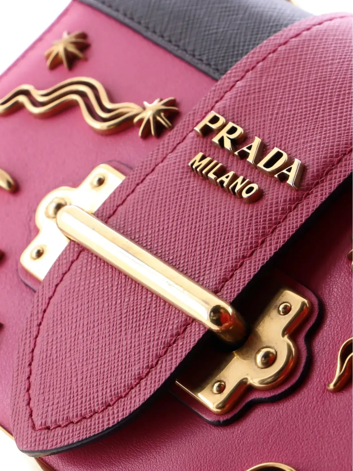 Prada ビンテージ Cahier 装飾レザー 小型クロスボディバッグ - ピンク - 画像5