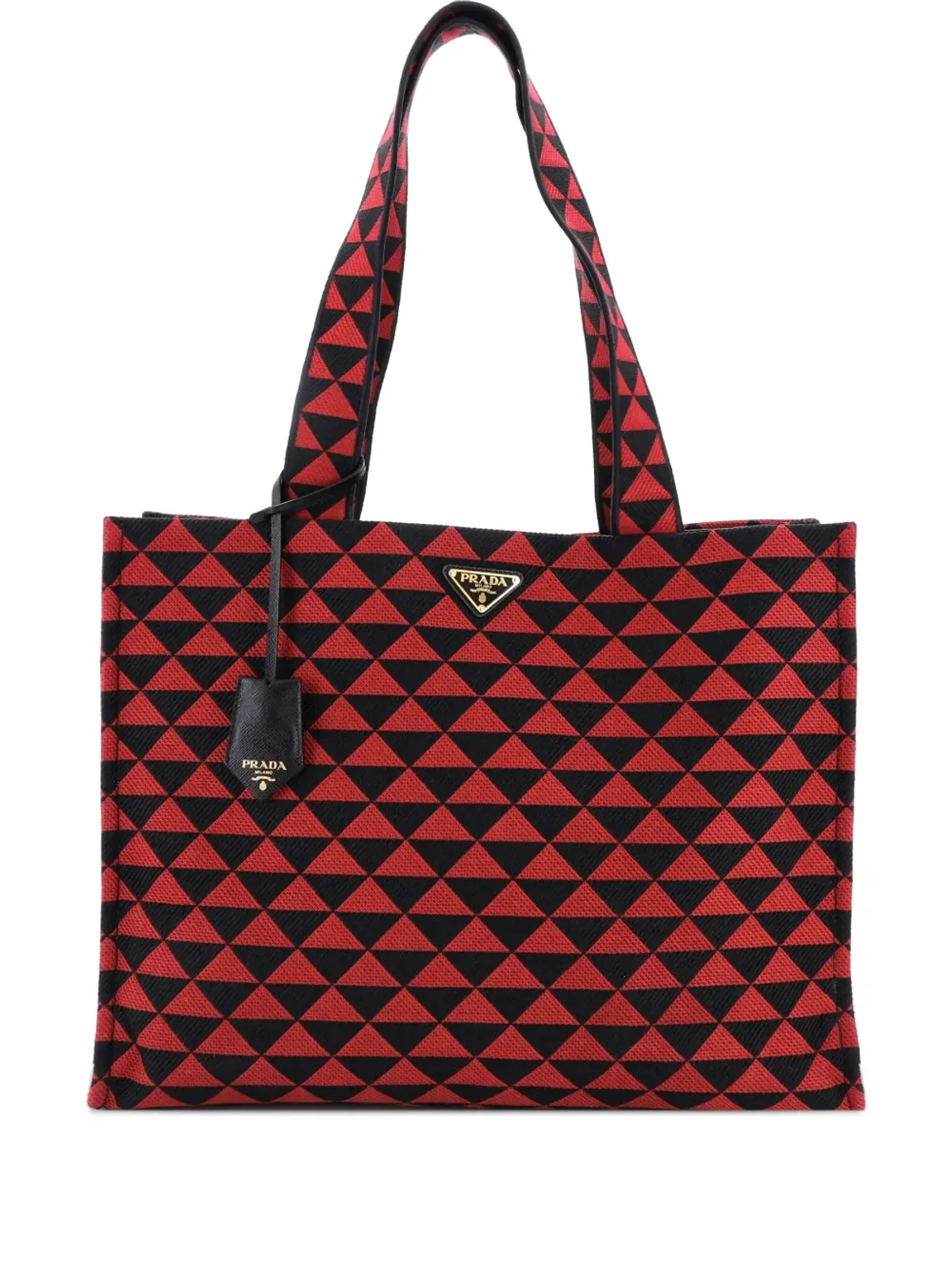 Prada ビンテージ Symbole ショッパー ジャカード ホリゾンタル トートバッグ - レッド - 画像1