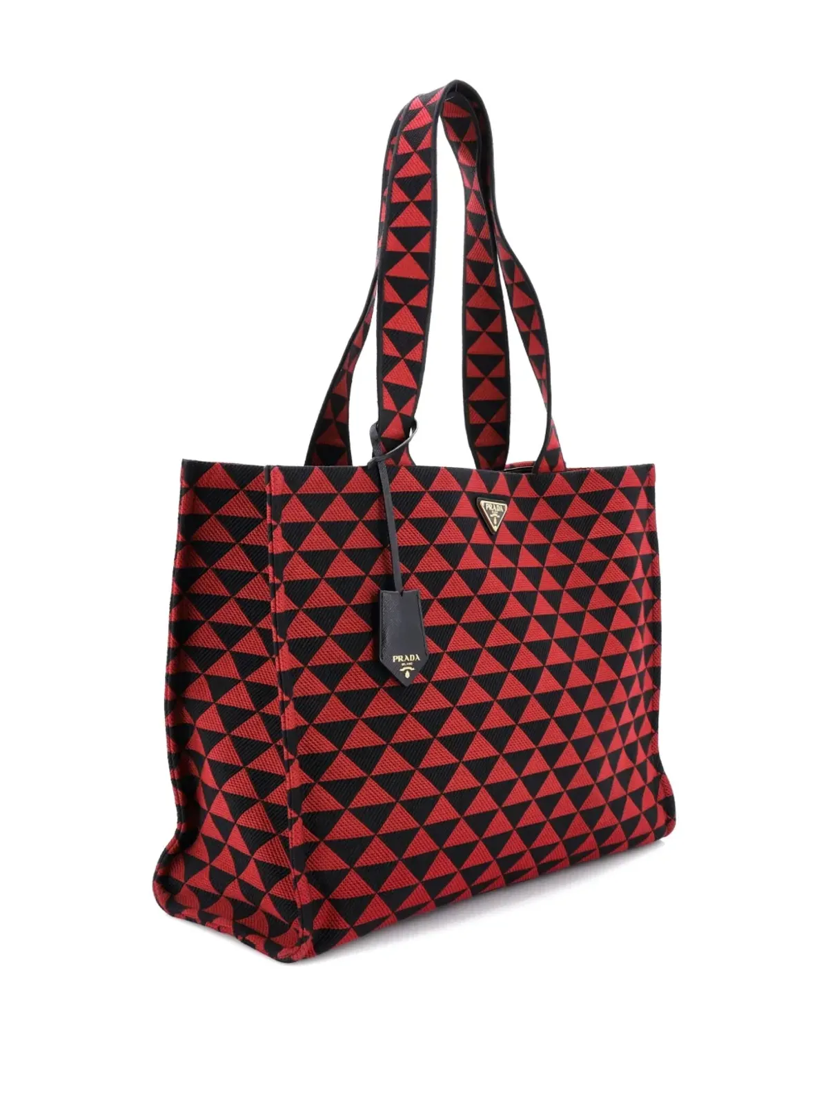 Prada ビンテージ Symbole ショッパー ジャカード ホリゾンタル トートバッグ - レッド - 画像3