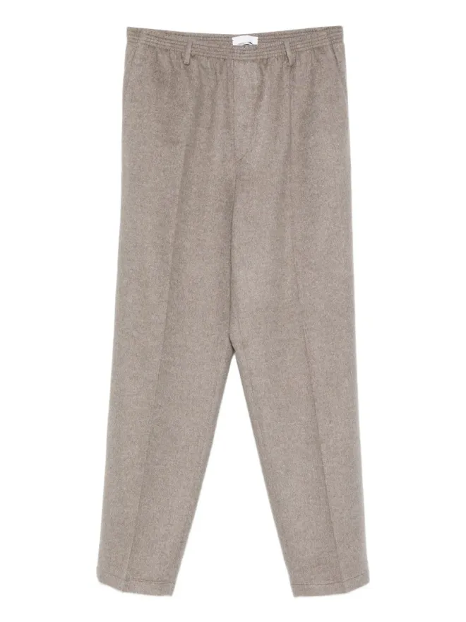 Cellar Door Cellar Door カシミア素材のエラスティテッドウエストバンド付きテーパードパンツ（ブラウン）の商品画像