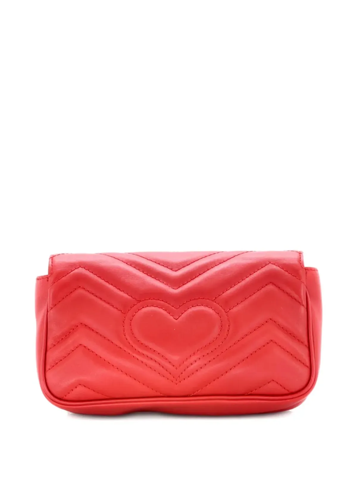 Gucci Pre-Owned GG Marmont フラップバッグ マテラッセ レザー スーパーミニ クロスボディバッグ - レッド - 画像3