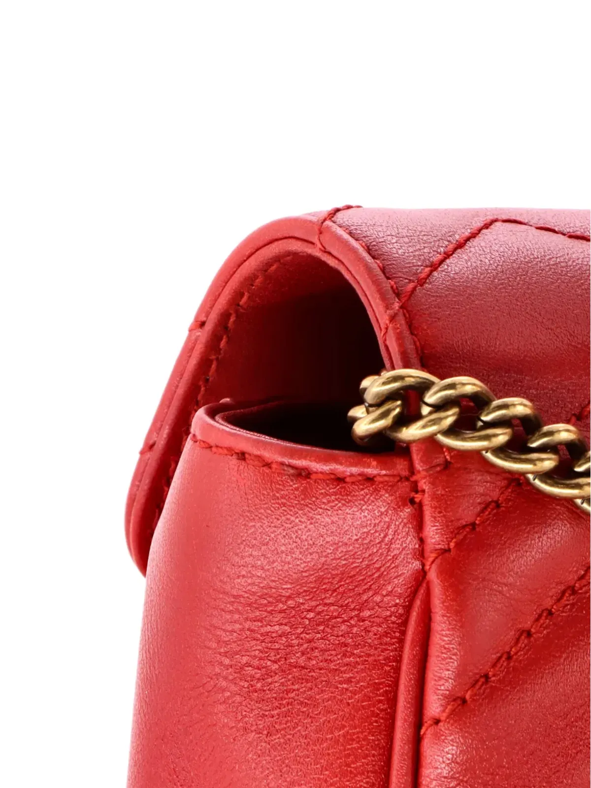 Gucci Pre-Owned GG Marmont フラップバッグ マテラッセ レザー スーパーミニ クロスボディバッグ - レッド - 画像4