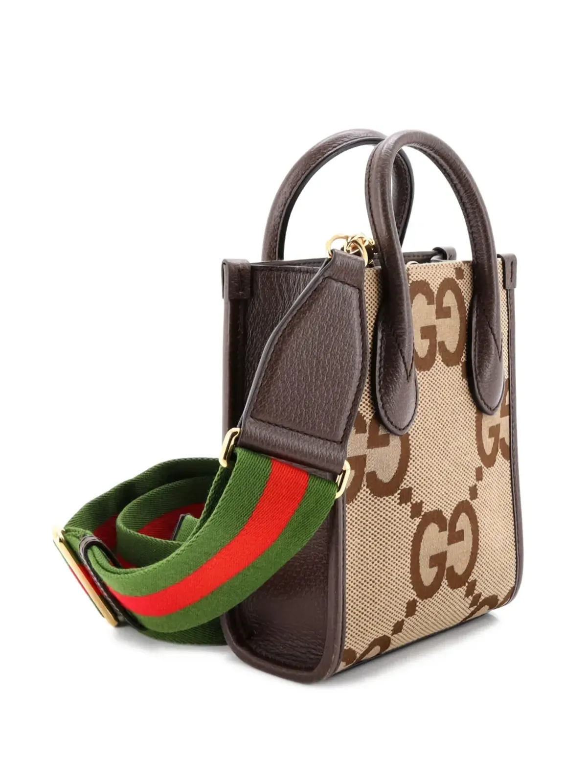 Gucci ビンテージ 縦型トート ジャンボ GGキャンバス ミニ クロスボディ バッグ - ニュートラル系 - 画像3