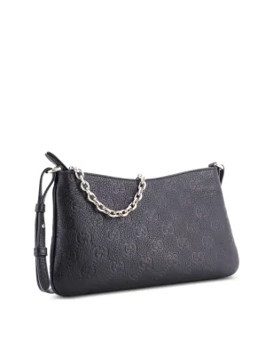 Gucci ビンテージ エンブレムチェーン グッチシマ レザー ミディアム ショルダーバッグ - ブラック - サムネイル3