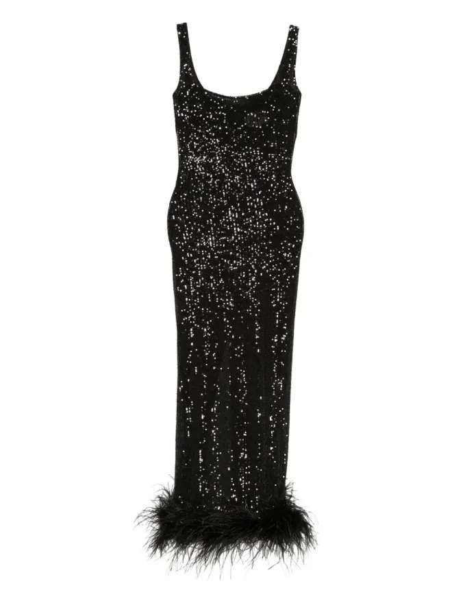 Atu Body Couture Atu Body Couture スパンコール＆フェザードレス（ブラック）の商品画像