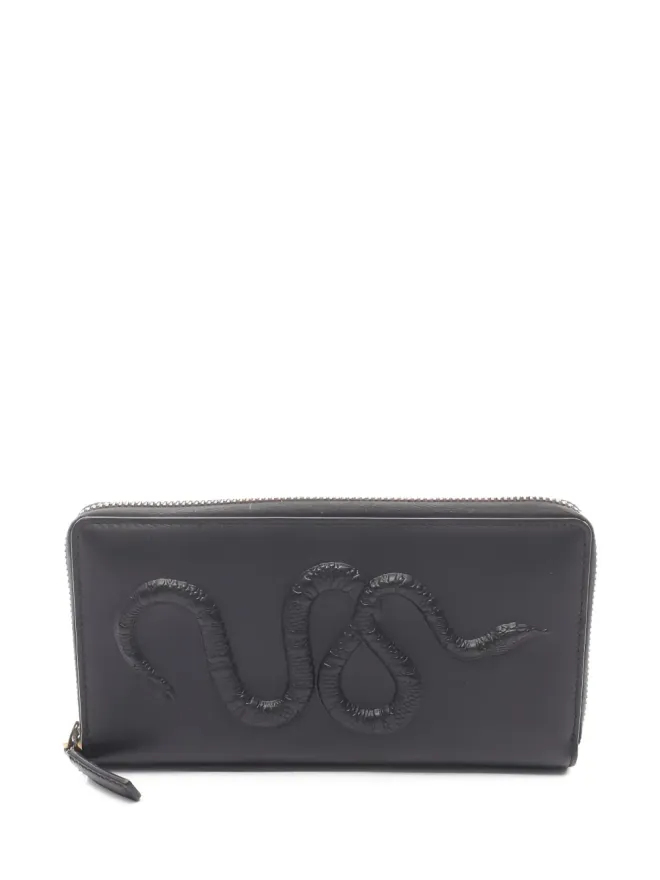 Gucci Pre-Owned Gucci ビンテージ 2010年代 エンボススネーク柄 ラウンドジップ ウォレット - ブラックの商品画像