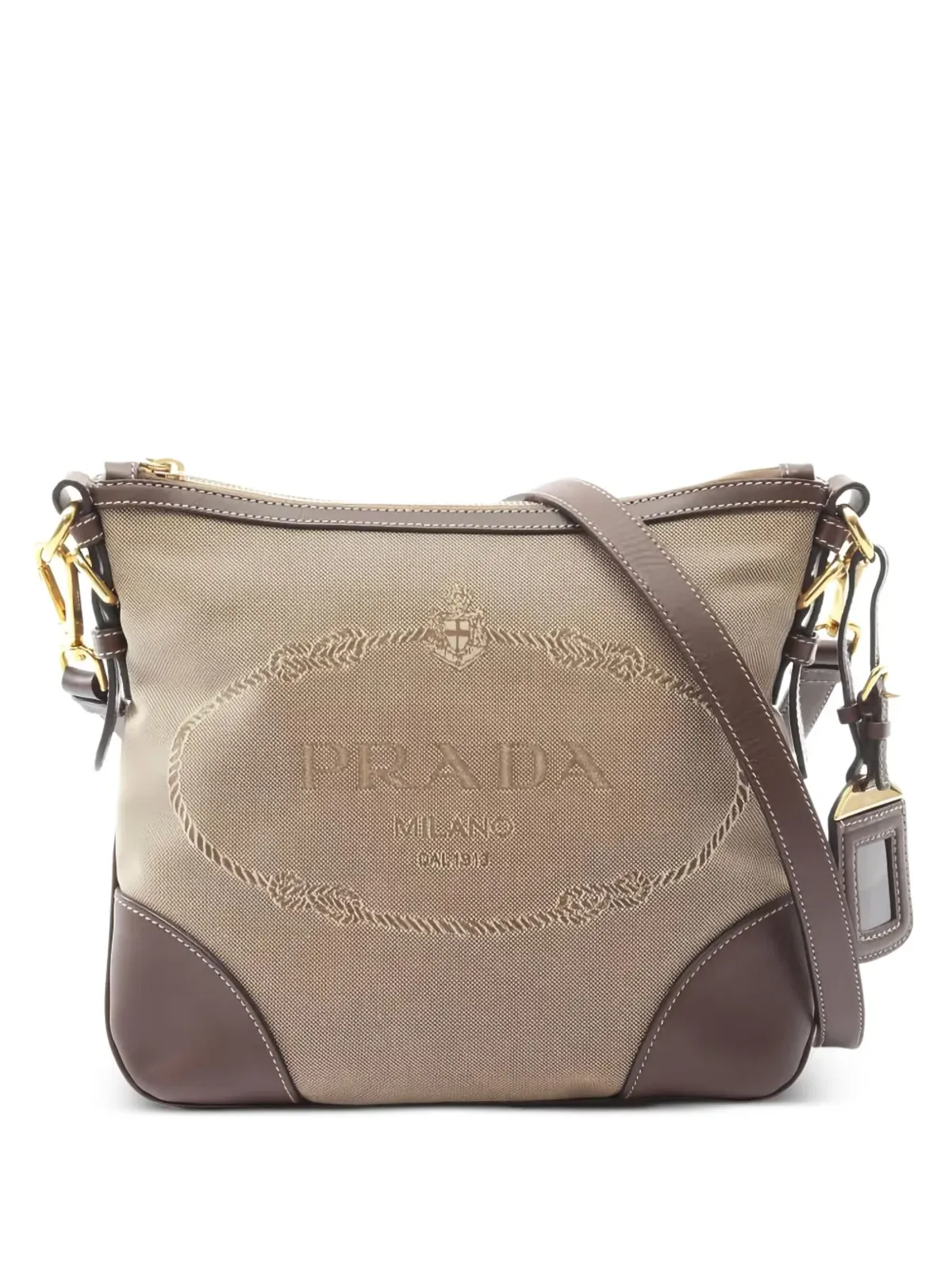 Prada ビンテージ 2010 ロゴ ジャカード ショルダーバッグ - ニュートラルカラー - 画像1