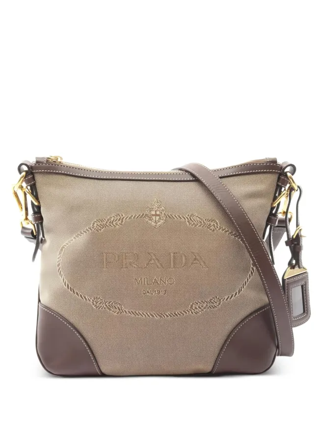 Prada Pre-Owned Prada ビンテージ 2010 ロゴ ジャカード ショルダーバッグ - ニュートラルカラーの商品画像