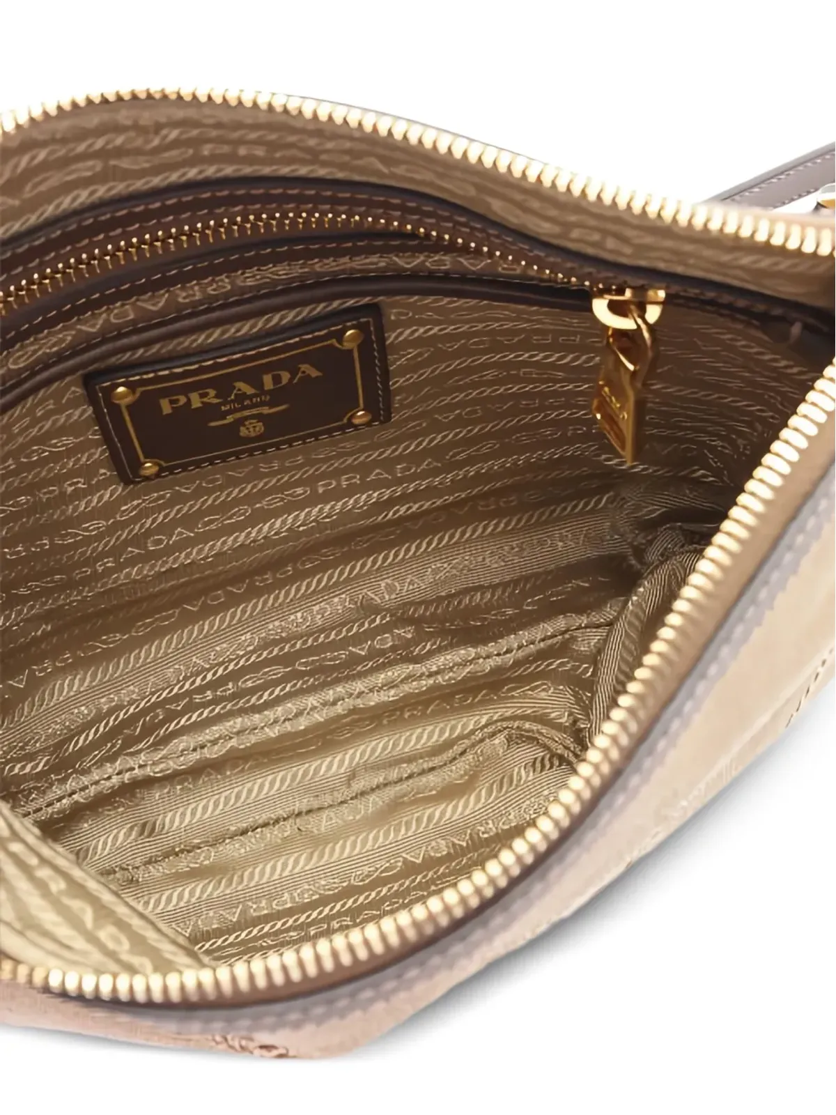 Prada ビンテージ 2010 ロゴ ジャカード ショルダーバッグ - ニュートラルカラー - 画像3