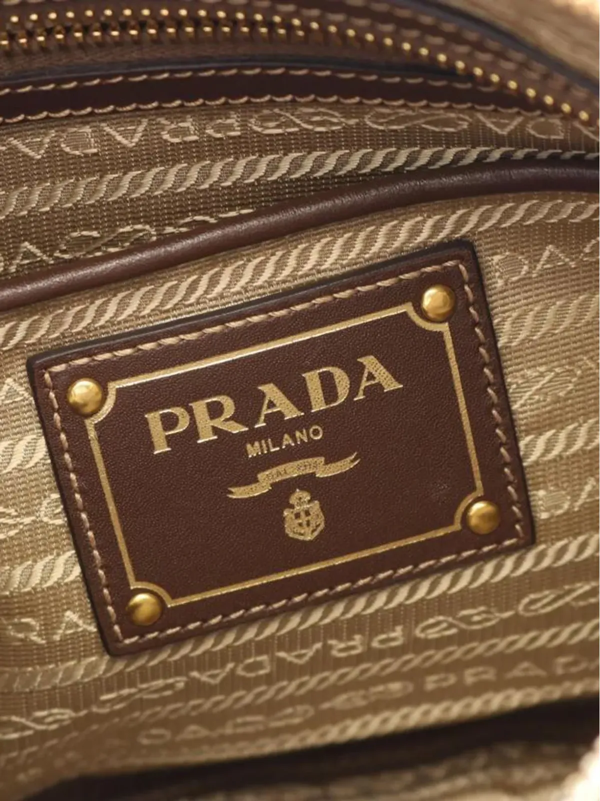 Prada ビンテージ 2010 ロゴ ジャカード ショルダーバッグ - ニュートラルカラー - 画像4