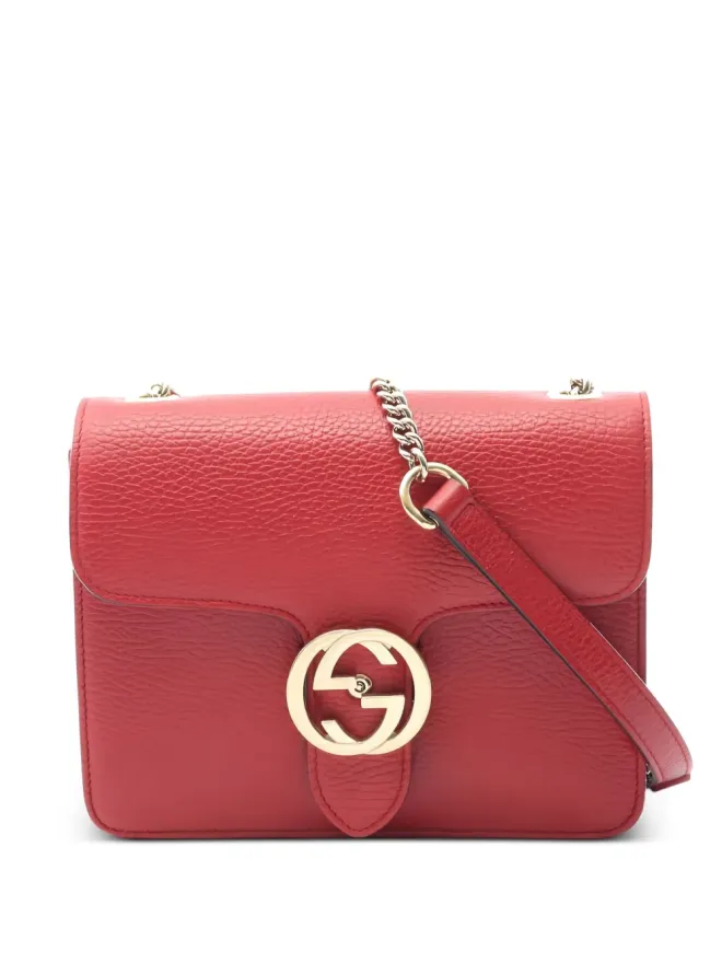 Gucci Pre-Owned Gucci ビンテージ 2010年代 Interlocking G チェーンレザー ショルダーバッグ レッドの商品画像