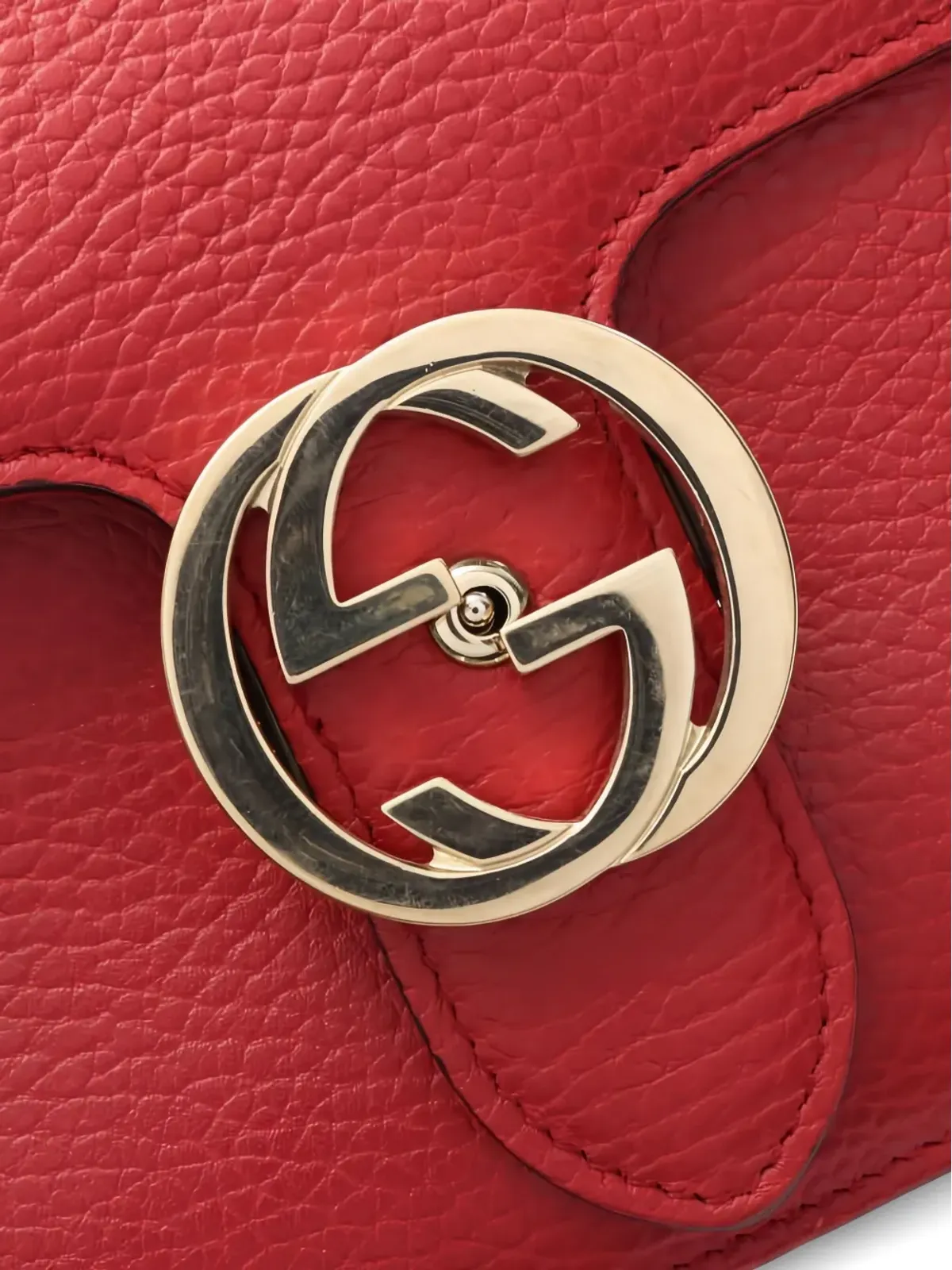 Gucci ビンテージ 2010年代 Interlocking G チェーンレザー ショルダーバッグ レッド - 画像5