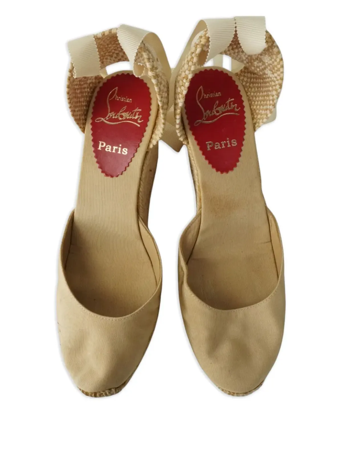 Christian Louboutin Pre-Owned レザーエスパドリーユ（ベージュ系） - 画像4